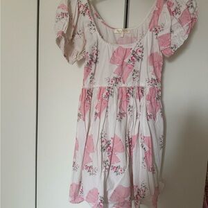 LoveShackFancy Rosa Beaux Mini Baby Doll Dress